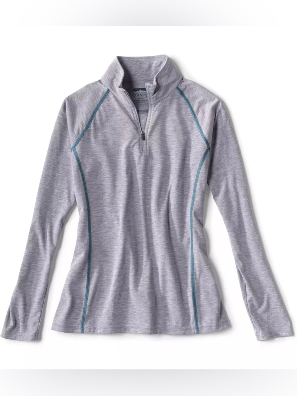 Orvis Drirelease Quarter Zip Pullover Purple Gray Teal Stitching Large